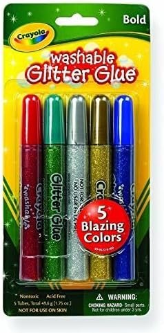Crayola Washable Glitter Glue, Bold Blazes, Colors may vary, 5 Count, 1.75 oz