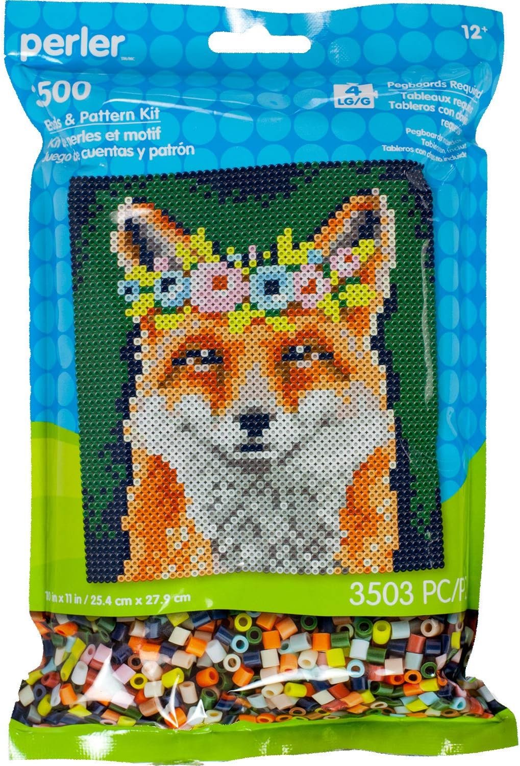 Perler Rainbow Terrier Dog Pattern and Fuse Bead Kit, 11'' x 11.5'', 3503pc