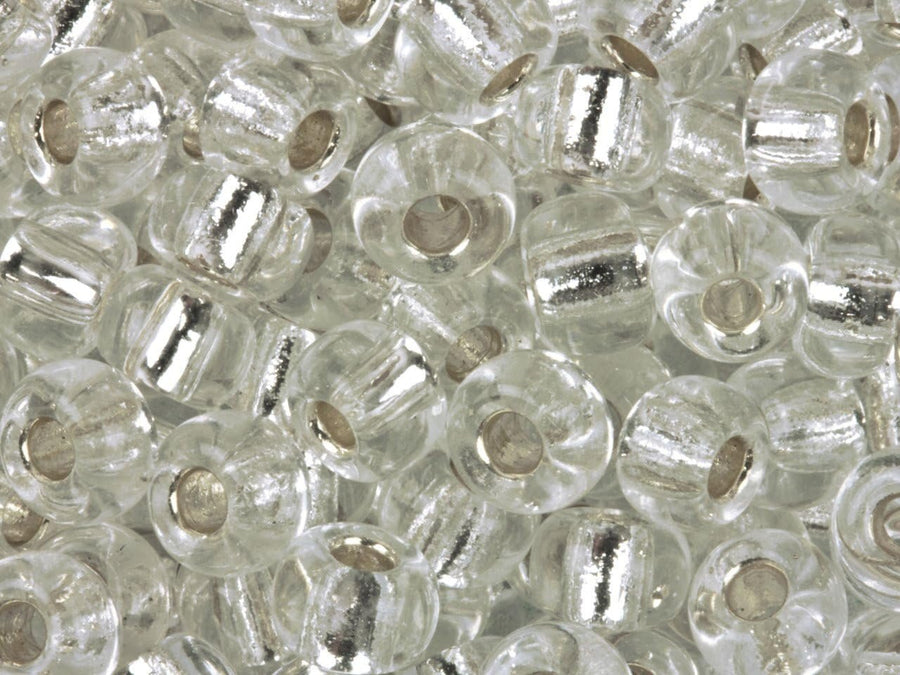 Round Seed Bead Size 6/0 20g-Tube Silver Lined Crystal