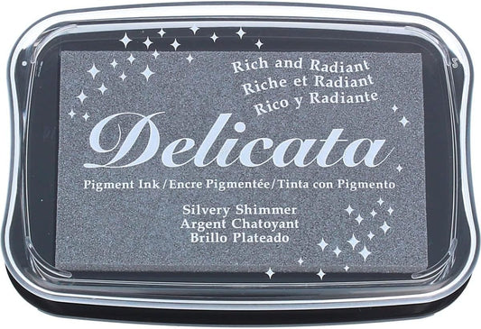 Tsukineko, Delicata, Full Size Ink Pad, Silvery Shimmer