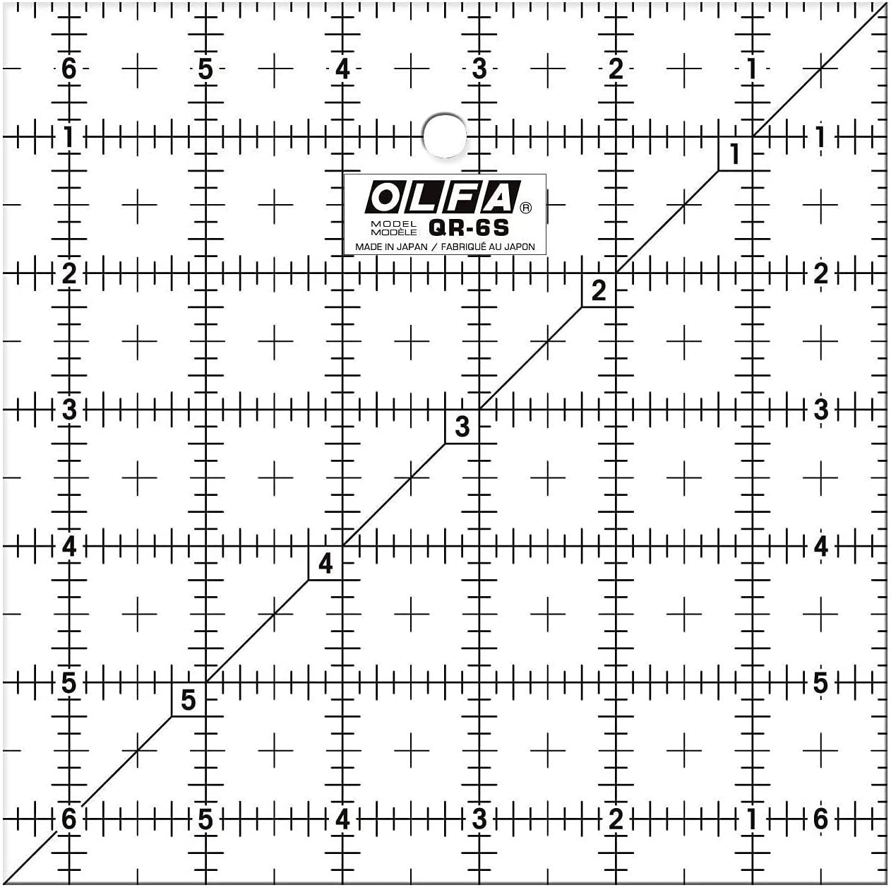 OLFA 1071798 QR-6S 6-1/2-Inch Square Frosted Advantage Acrylic Ruler