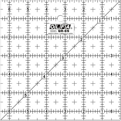 OLFA 1071798 QR-6S 6-1/2-Inch Square Frosted Advantage Acrylic Ruler