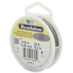 Beadalon 19 Strand Stainless Steel Bead Stringing Wire, 012 in / 0.30 mm, Bright, 30 ft / 9.2 m