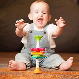 Fat Brain Toys MiniSpinny - Travel-Friendly Spinning, Textured Sensory Baby Toy