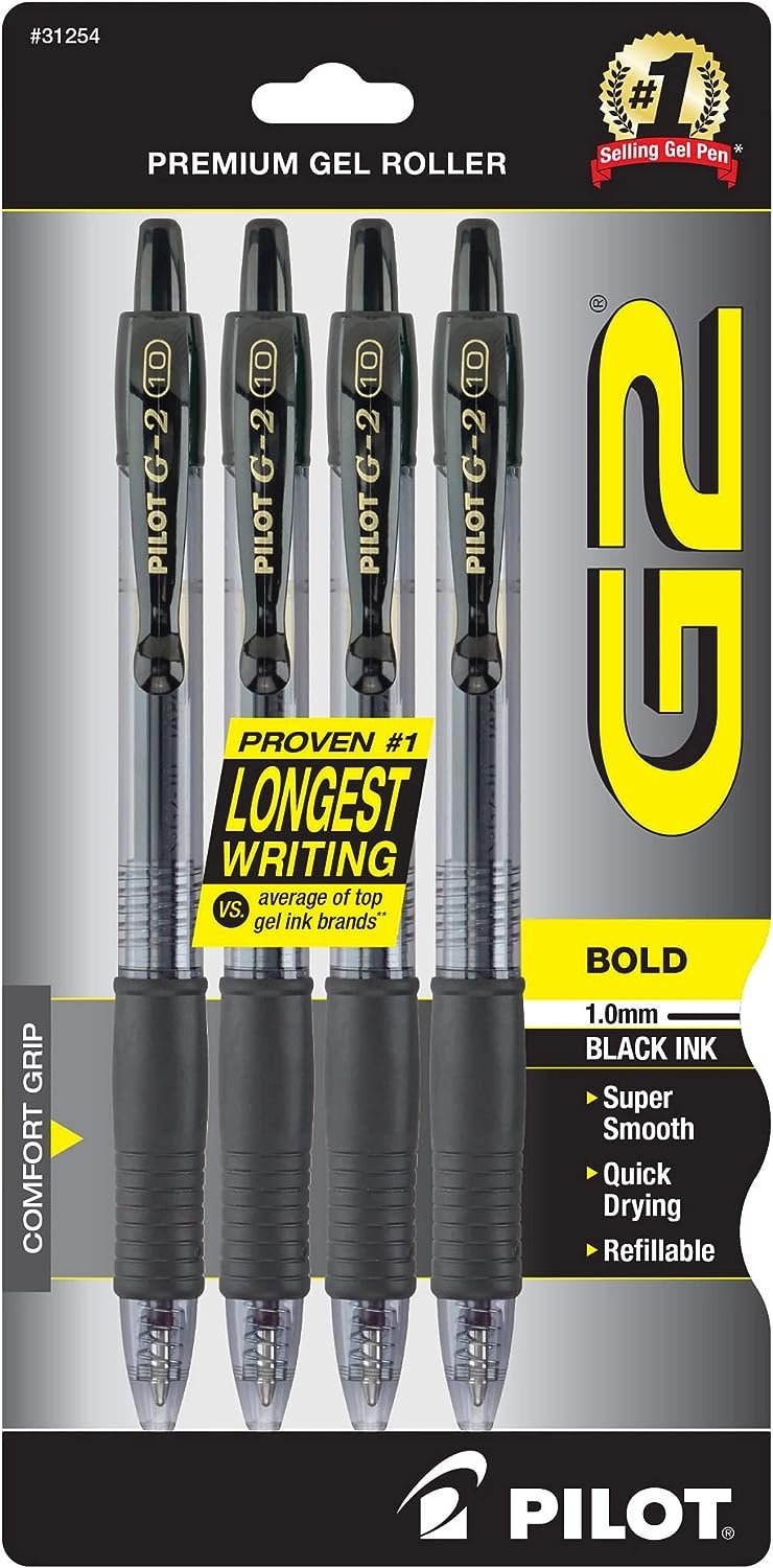 PILOT G2 Premium Refillable and Retractable Rolling Ball Gel Pens, Bold Point, 1.0mm