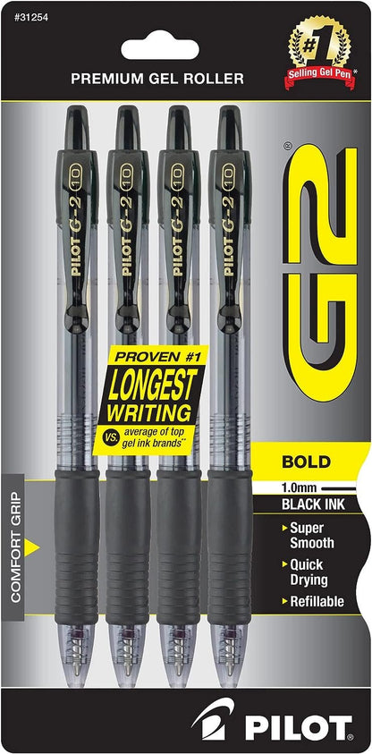 PILOT G2 Premium Refillable and Retractable Rolling Ball Gel Pens, Bold Point, 1.0mm