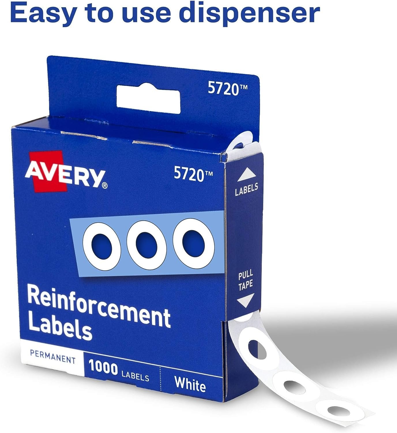 Avery Hole Reinforcements, White, 1000/Pack, PK - AVE05720