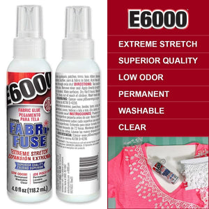 E6000 Glue Fabri-Fuse Fabric Glue Adhesive - 4 fl oz Shelf Bottle - with Pixiss Accessories Needle Tip Tweezers, and 2 Jewel Picker Pencils