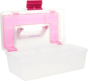 Creative Options 114-082 Molded Storage Craft Box with Lift-Out Tray, 13-inch , Pink