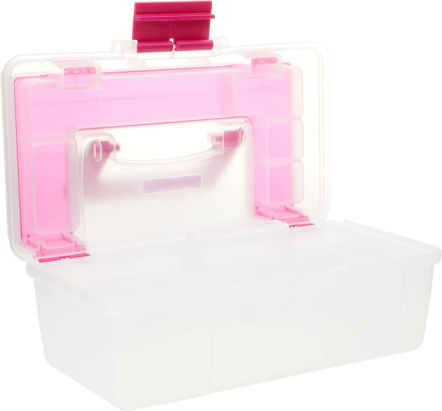 Creative Options 114-082 Molded Storage Craft Box with Lift-Out Tray, 13-inch , Pink