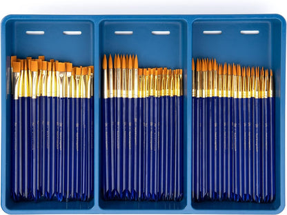 Royal Brush Gold Taklon Paint Brush Super Value Pack, Assorted Sizes, 120 Brushes