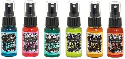 Ranger Dylusions Bright Shimmer Spray Bundle - Fresh Lime, Tangerine Dream, Polished Jade, Pure Sunshine, Bubblegum Pink, Calypso Teal