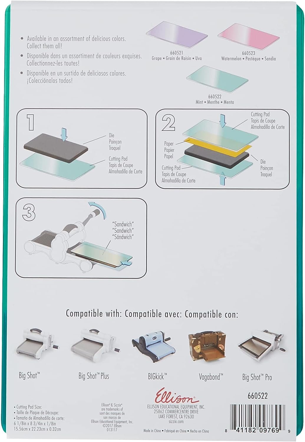 Sizzix, Mint, Standard Cutting Pads 660522, 2 Pack, 8 3/4" x 6 1/8" x 1/8"