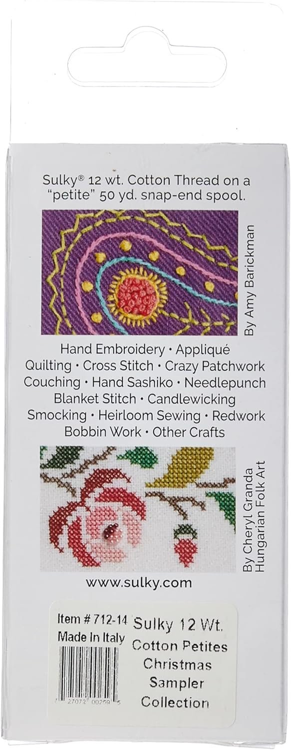 SULKY OF AMERICA Sulky Sampler 12wt Cotton Petites 6/Pkg-Christmas Collection Assortment, Transparent 6