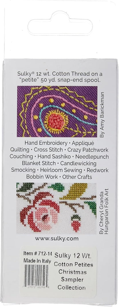 SULKY OF AMERICA Sulky Sampler 12wt Cotton Petites 6/Pkg-Christmas Collection Assortment, Transparent 6