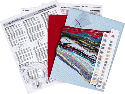 Dimensions 70-08995 Holiday Tradition DIY Personalizable Christmas Cross Stitch Stocking Kit, 16" L, 14 Count Light Blue Aida, Various