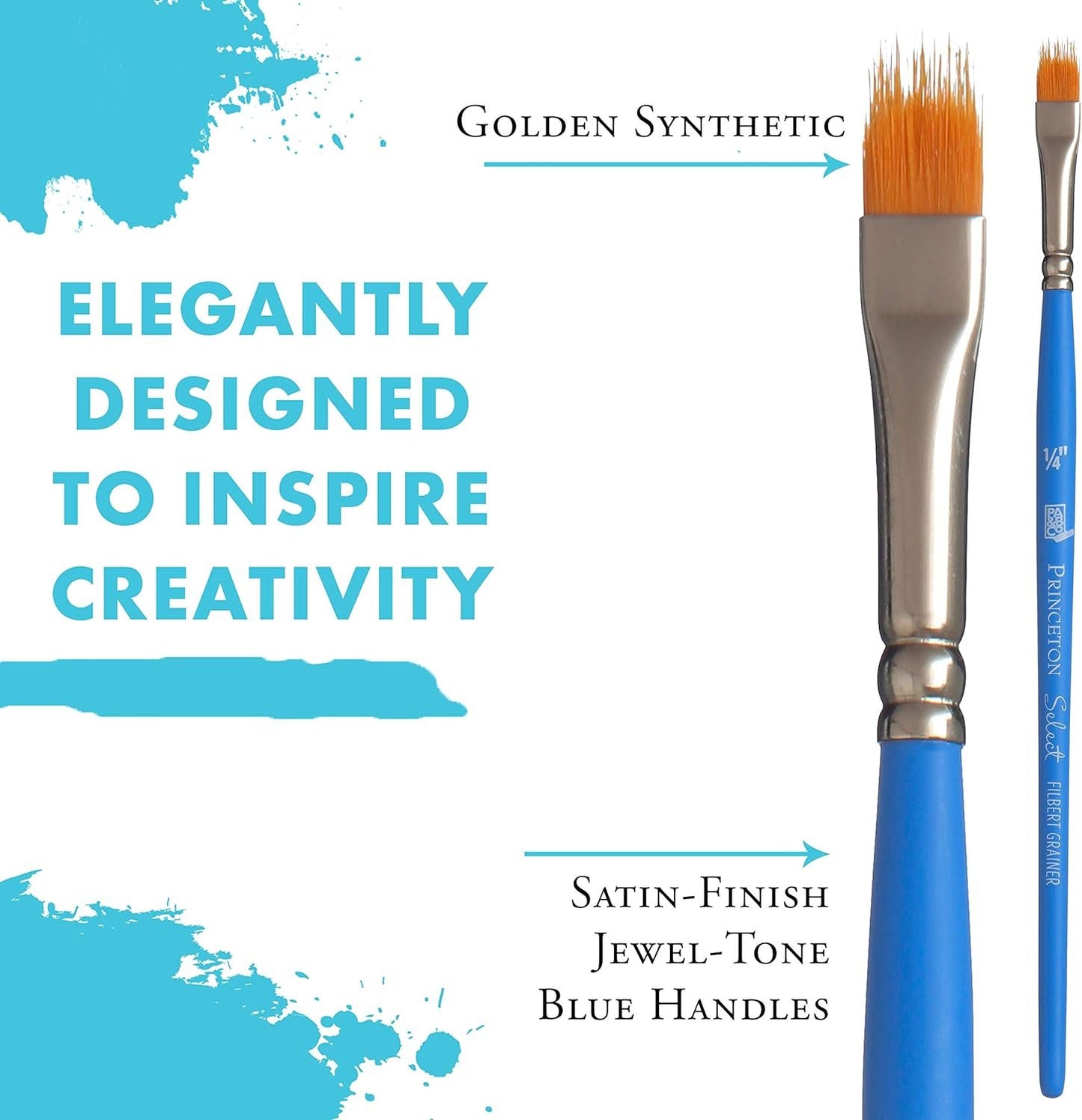 Princeton Select Artiste, Series 3750, Paint Brush for Acrylic, Watercolor and Oil, Filbert Grainer, 1/4 Inch