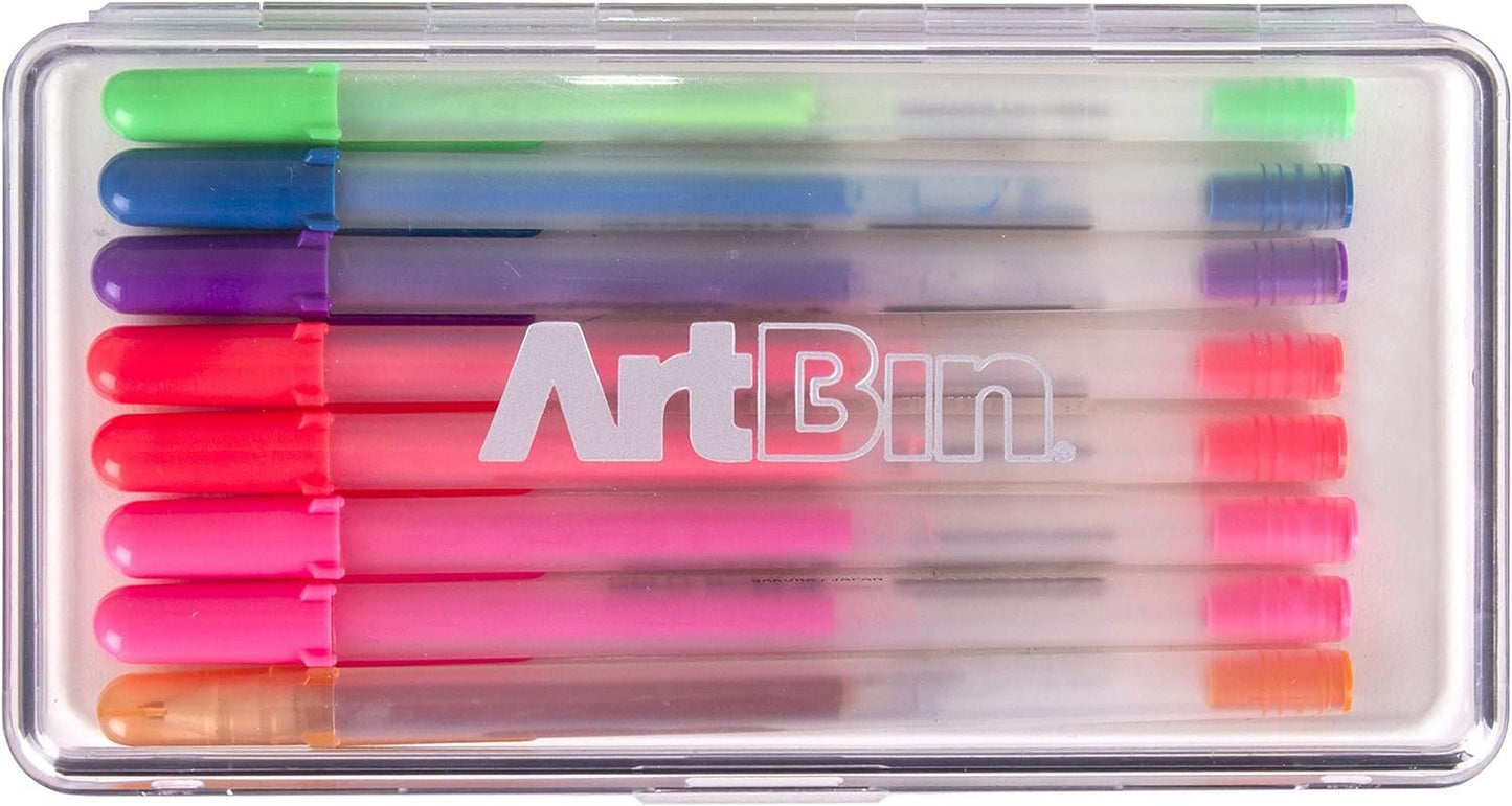 ArtBin 6902AG Slim Line Pen & Pencil Box, Small Art & Craft Organizer, [1] Plastic Storage Case, Translucent