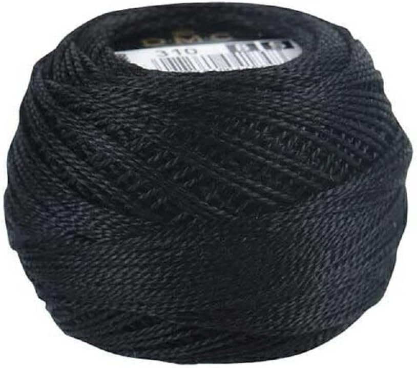 DMC 116 8-310 Pearl Cotton Thread Balls, Black, Size 8