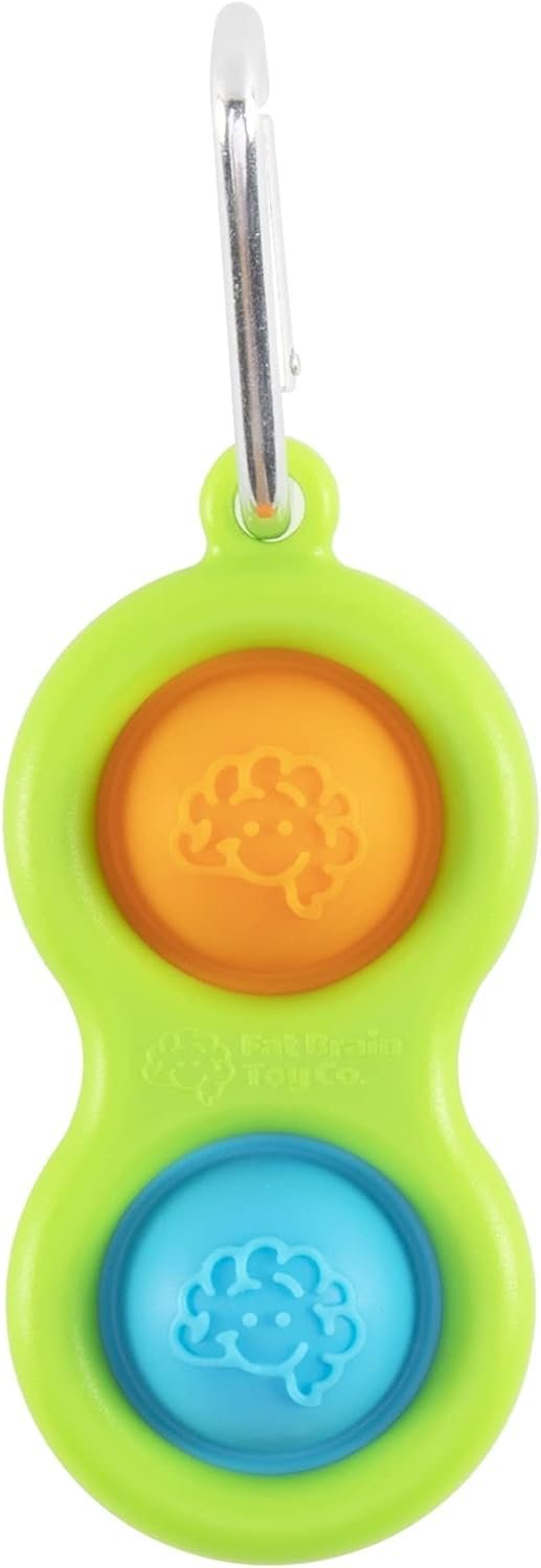 Fat Brain Toys Simpl Dimpl Bright Colors - Green - Popping Fidget Keychain, Kids & Adults