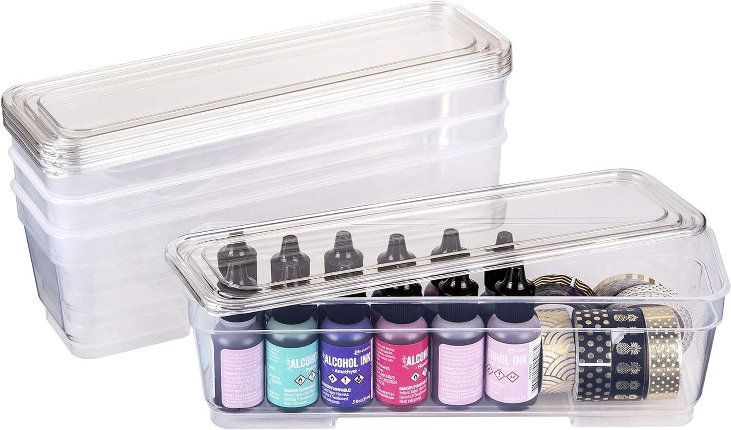 ArtBin 6969AG Bins with Lids 3-Pack, [3] Small Art & Craft Organizer Boxes, Clear