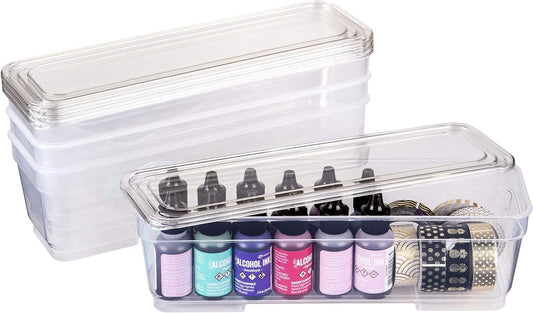 ArtBin 6969AG Bins with Lids 3-Pack, [3] Small Art & Craft Organizer Boxes, Clear