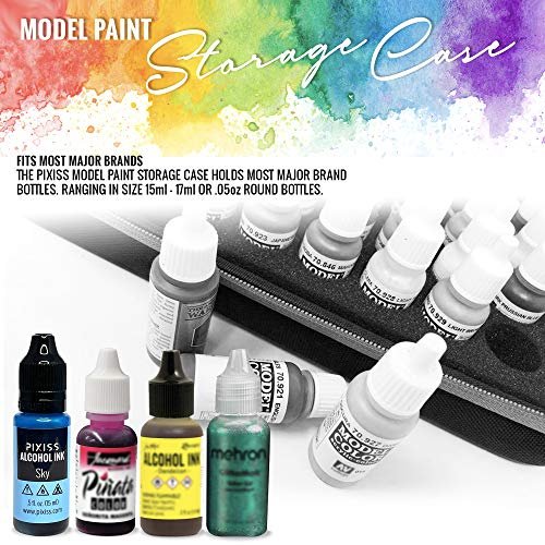 Pixiss Model Paint Storage Case Acrylic Paint Organizer Holder Tray Works with Top Hobby Paint Brands, Paint Rack or Paint Holder 60 Slots with 6 Fine Detail Miniatures Paint Brushes