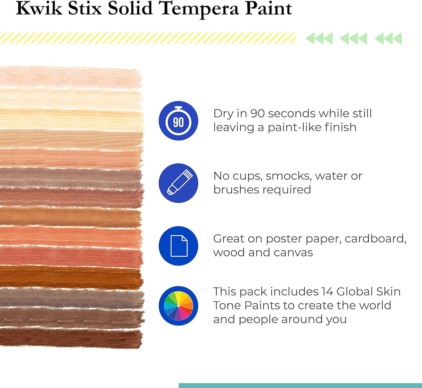 The Pencil Grip Kwik Stix Solid Paint Pens, Assorted Skin Tones, Pack of 14