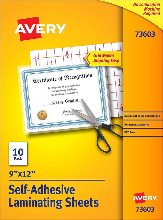 Avery Self-Adhesive Laminating Sheets
