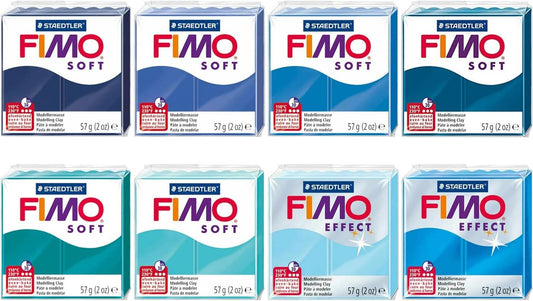 FIMO Soft & Effect Polymer Oven Modelling Clay - 57g - Set of 8 - Blue Tones