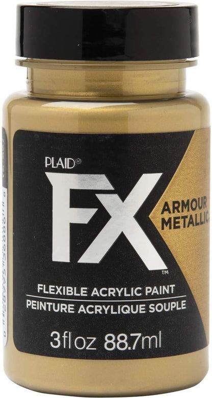 PlaidFX Metallic Flexible Acrylic Paint Ideal for Pliable Surfaces and Cosplay Costumes, Non-Cracking or Peeling, No-Tack, Durable, 3 oz, Chainmail