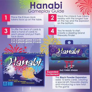 Hanabi Card Game with Black Powder Expansion and Playing Cards Holder (4pk) for Kids, Adults, Seniors - Hanabi and Expansion with Card Game Holder for Cooperative Games and Strategy Card Games