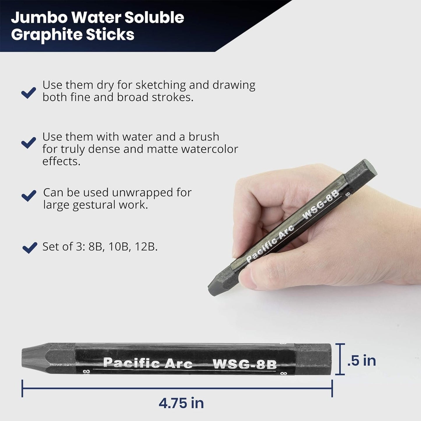 Pacific Arc Jumbo Watersoluble Graphite Sticks