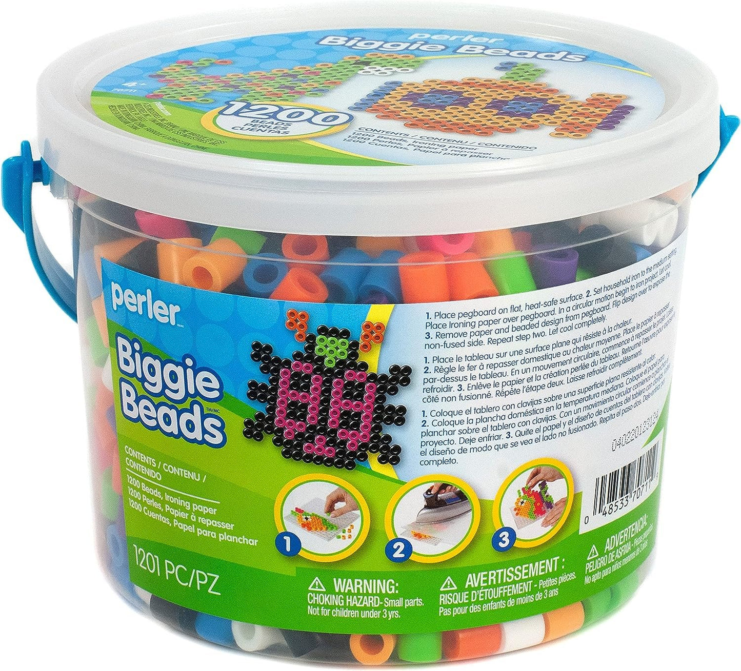 Perler 439458 BIGGIE Beads 1,200/Pkg, Assorted Colors