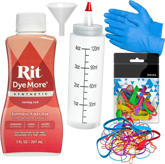 Synthetic Rit Dye More Liquid Fabric Dye - Ultimate Synthetic Rit Dye Accessories Kit - Available in Multiple Colors - 7 Ounces - Racing Red