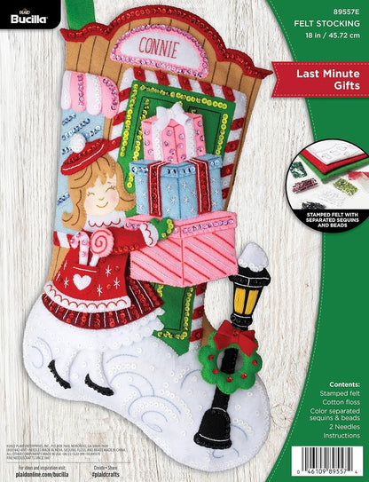 Bucilla Felt Applique 18" Stocking Making Kit, Last Minute Gifts, Perfect for DIY Arts and Crafts, 89557E