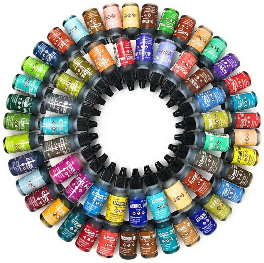 All 87 Ranger Tim Holtz Alcohol Inks with New 2020 Colors, Complete Set with Alloys, Mixatives, Pixiss Blending Tools, Mini Blending Tools and Foams, Premium Brush Set for Alcohol Ink and Mini Mister