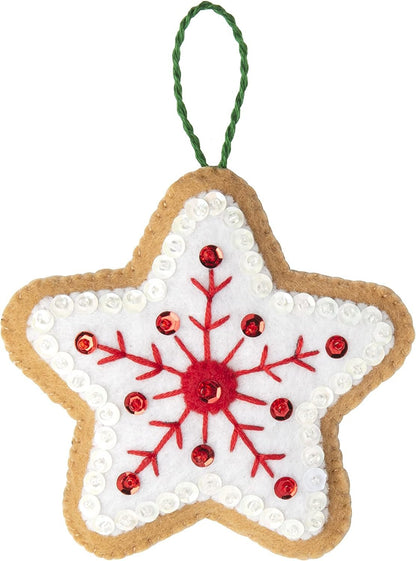 Bucilla Felt Applique 12 Piece Ornament Making Kit, Gingerbread Santa, Perfect for DIY Arts and Crafts, 89301E