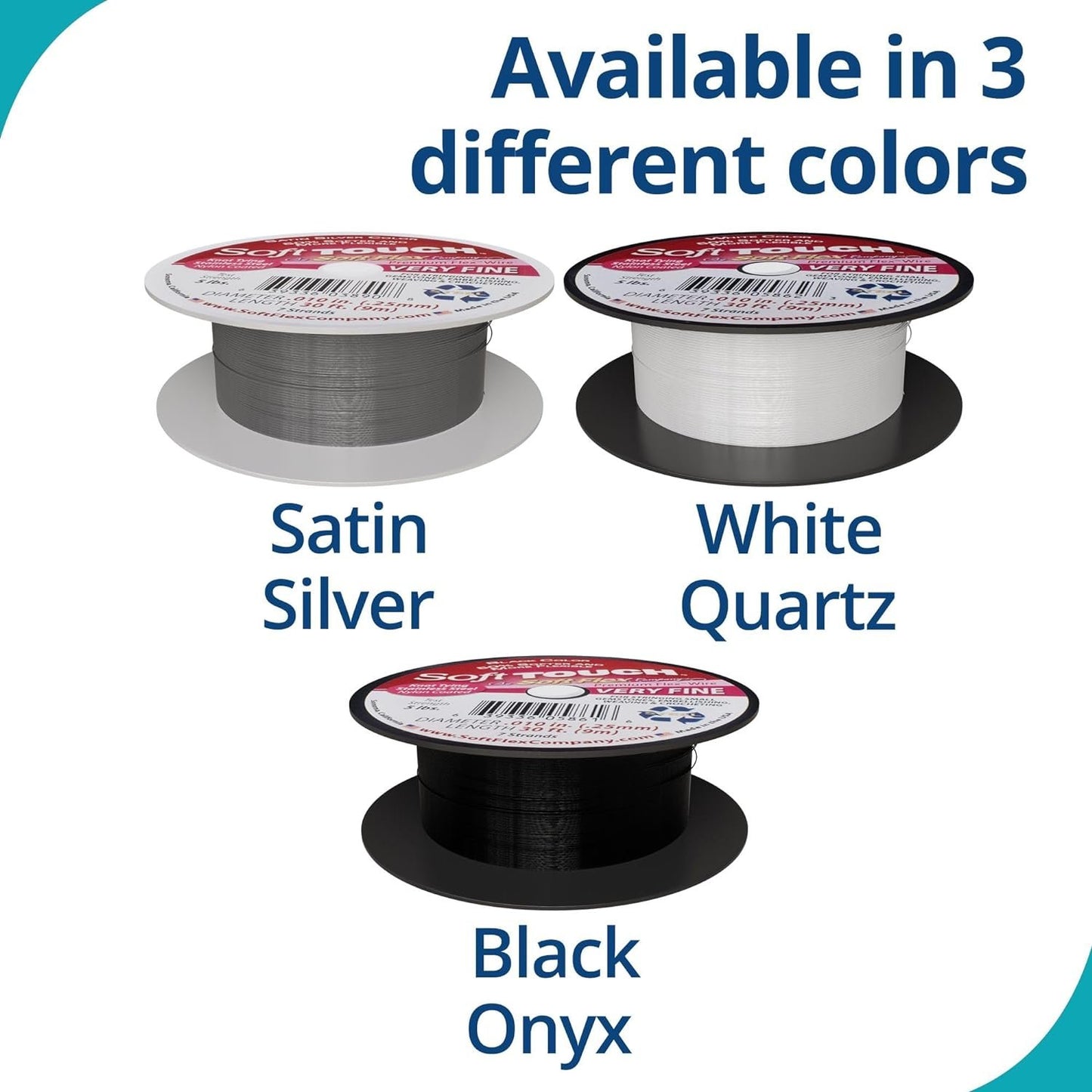 Soft Flex Kink Resistant Beading Wire - Very Fine 0.10 Diameter - Jewelry Making Bead Wire - 30 Ft