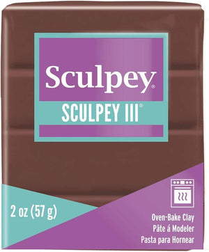 Sculpey III® Polymer Oven-Bake Clay, Chocolate, Non Toxic, 2 oz. bar, Great for modeling, sculpting, holiday, DIY, mixed media and school projects.Perfect for kids & beginners!