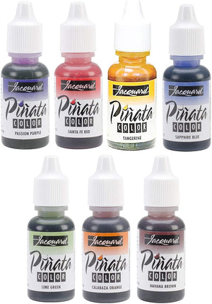 Jacquard Pinata Alcohol Inks 7 Pack Bundle, Passion Purple, Santa Fe Red, Tangerine, Sapphire Blue, Lime Green, Calabaza Orange, Havana Brown and 10X Pixiss Ink Blending Tools