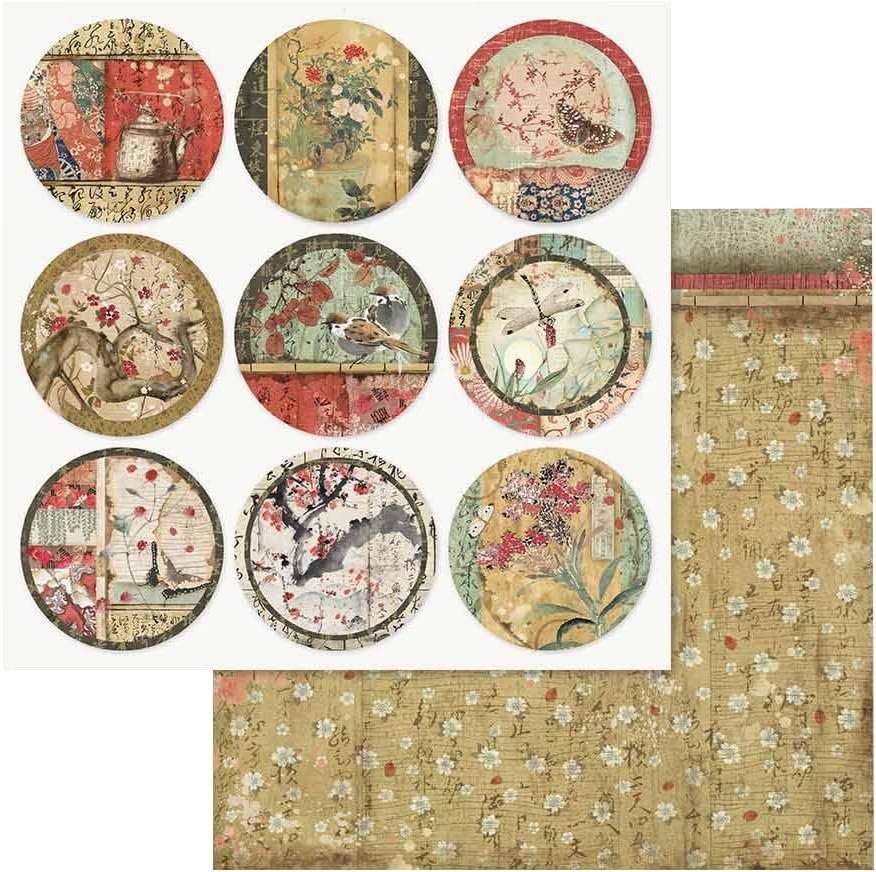 Stamperia International KFT Paper Sheets - Oriental Garden, 30.5 x 30.5 (12" x 12"), Multicoloured
