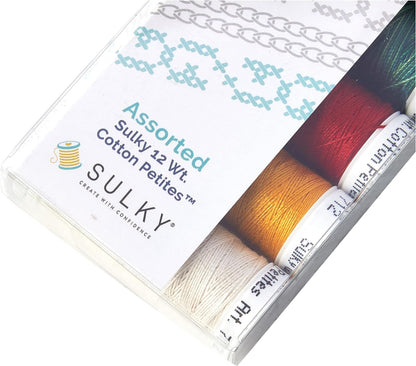 SULKY OF AMERICA Sulky Sampler 12wt Cotton Petites 6/Pkg-Christmas Collection Assortment, Transparent 6