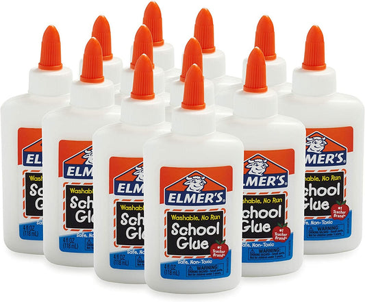 Elmers Liquid School Glue, Slime Glue & Craft Glue | Washable, 4 Ounces Each, 12 Count, Great for Making Slime