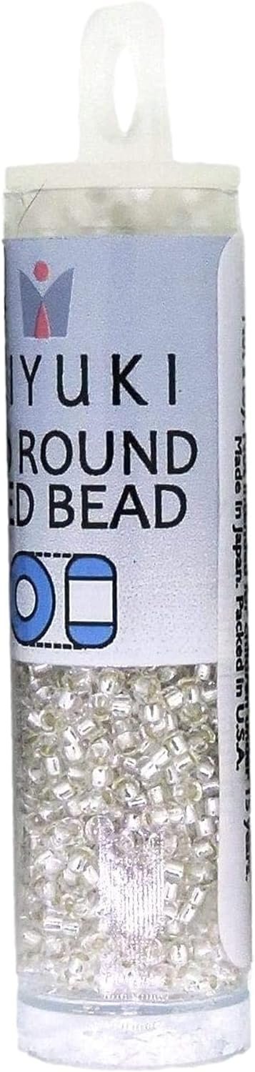 Round Seed Beads Size 15/0 8.2 Gram Tube Silver Lined Crystal 15-91
