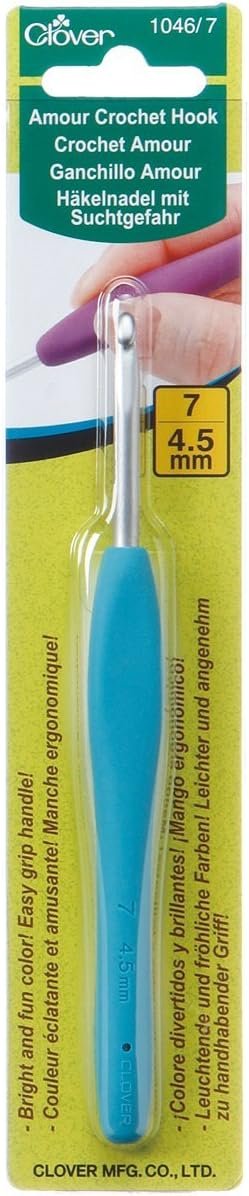 Clover Amour Crochet Hook, 4.50mm, Blue