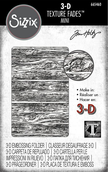 Tim Holtz Alterations Sizzix 3D Texture Fades Embossing Folders - Mini Lumber, Mini Cobblestone and Mini Brickwork - 3 Item Bundle
