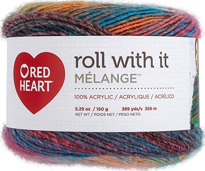 Red Heart Roll with It Melange Show Time Yarn - 3 Pack of 150g/5.3oz - Acrylic - 4 Medium (Worsted) - 389 Yards - Knitting/Crochet