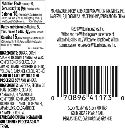 Wilton Sugar Pearls, 141 gram, Gold, Non Toxic
