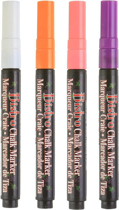 Uchida, 482-4H, 4 Piece, Bistro Fine Line Chalk Marker Set, Fluorescent Colors